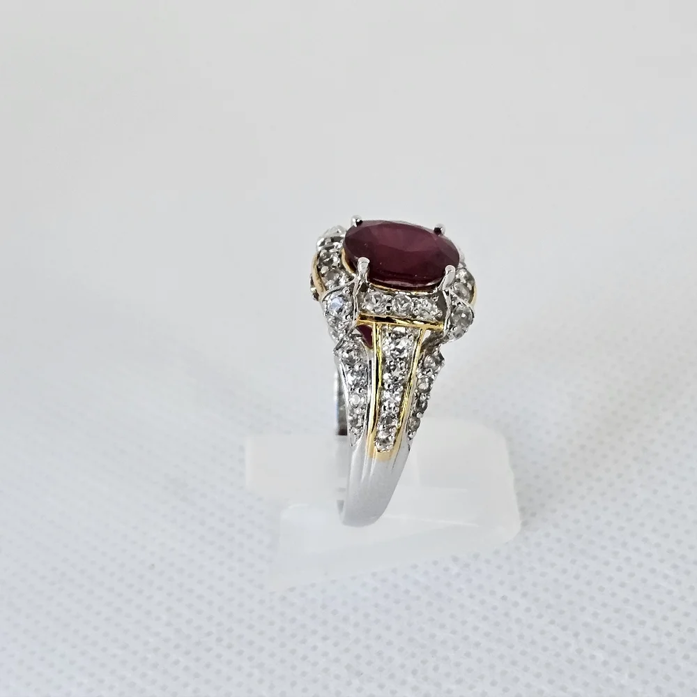 Victoria Wieck Ruby Ring Sterling Silver & 14K Yellow Gold Size 9.5! - Picture 5 of 12